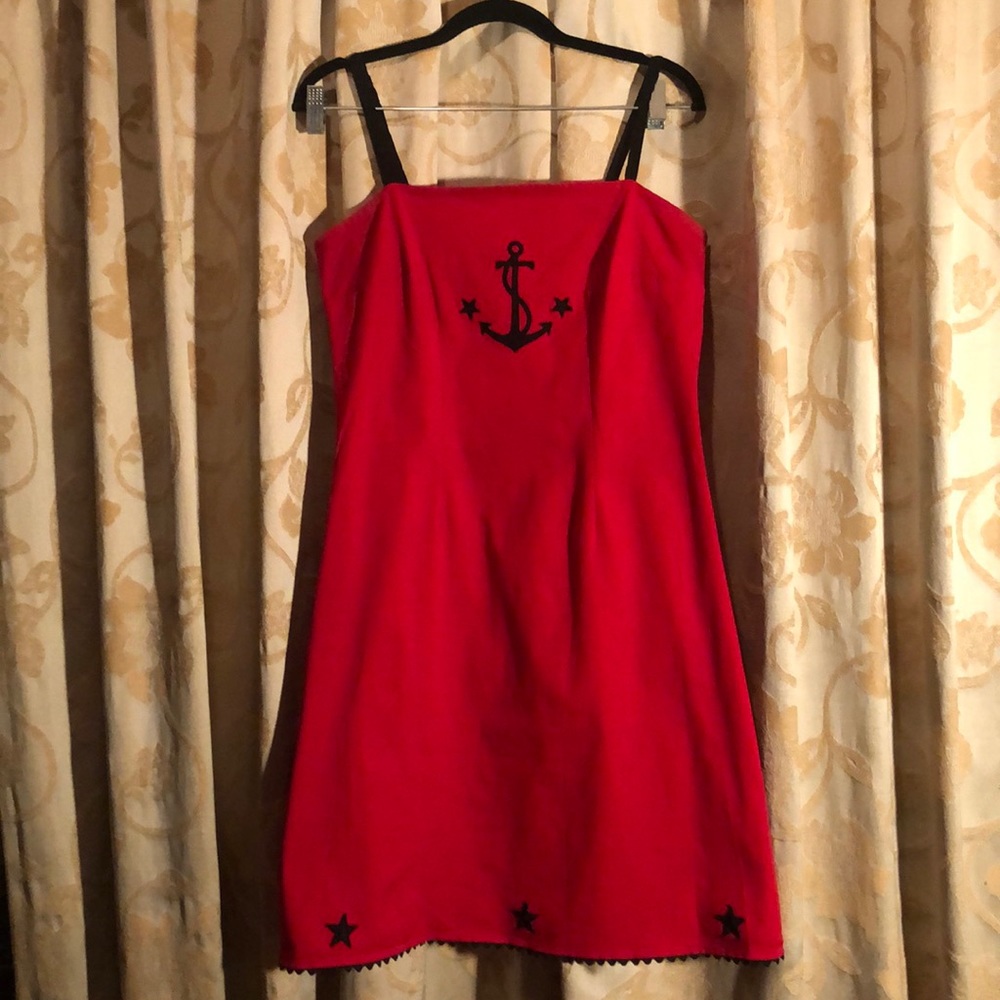 MODE MERR RED NAUTICAL STRETCH DENIM DRESS XL